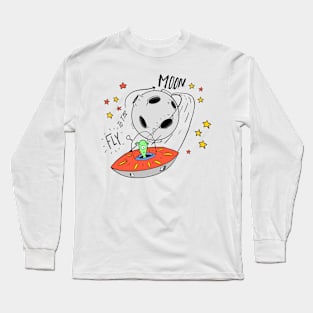 Moon Alien Fly Long Sleeve T-Shirt